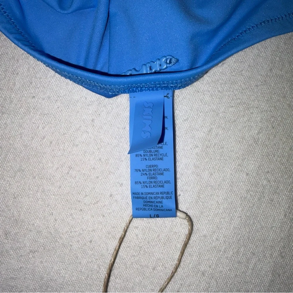 NWT‎ SKIMS Cheeky Tanga Blue Bikini Swimwear Bottom Size L